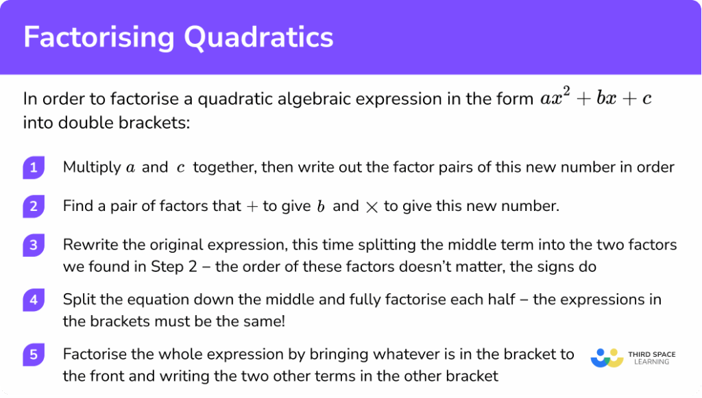 Factorising Quadratics GCSE Maths Steps Examples Worksheet