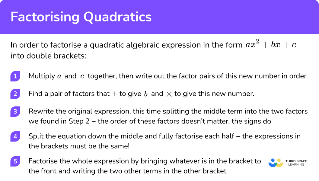 Factorising Quadratics GCSE Maths Steps Examples Worksheet 