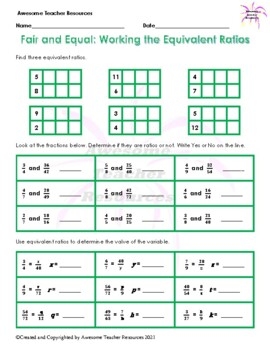 Fair And Equal Working The Equivalent Ratios Worksheet Worksheets