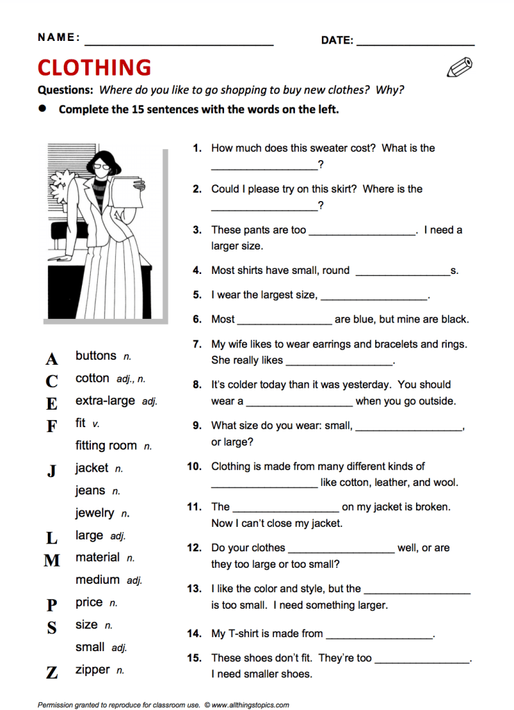 Fashion And Style Free Fashion And Style Handouts And Activities