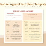 Fashion Apparel Fact Sheet Template In Excel Google Sheets Download