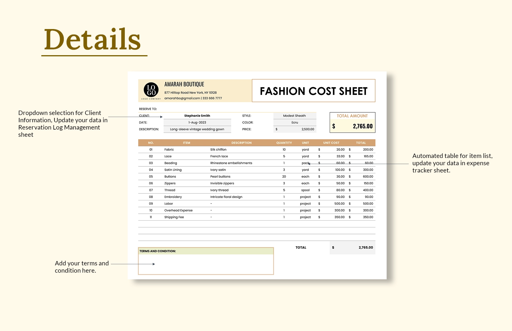 Fashion Cost Sheet Template In Excel Google Sheets Download 
