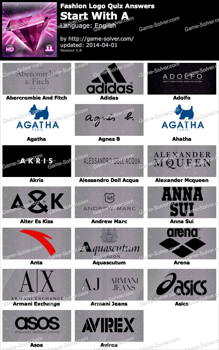 Fashion Logo Quiz Answers Game Solver