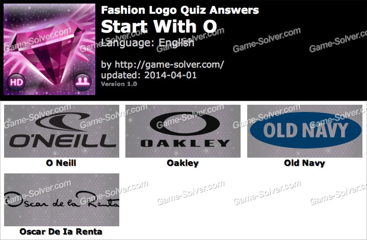 Fashion Logo Quiz Answers Start With O Game Solver