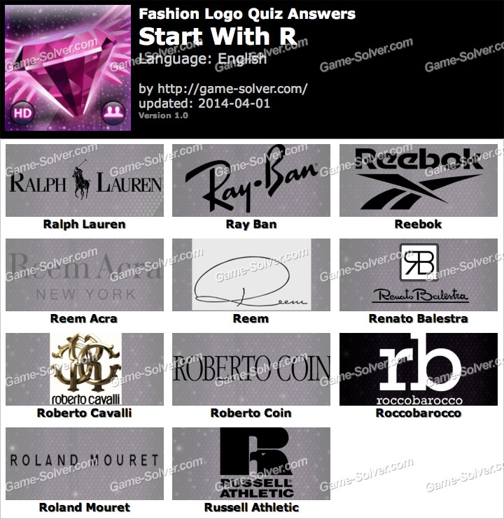 Fashion Logo Quiz Answers Start With R Game Solver