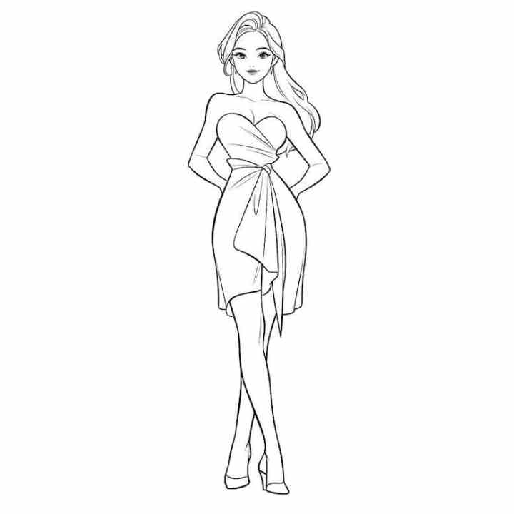 Fashion Model Coloring Pages Printable Pictures