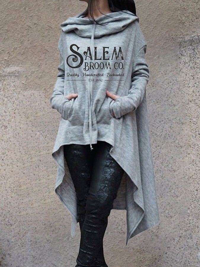 Fashion Print Irregular Long Sleeve Sweatshirt Halloween Fashion 