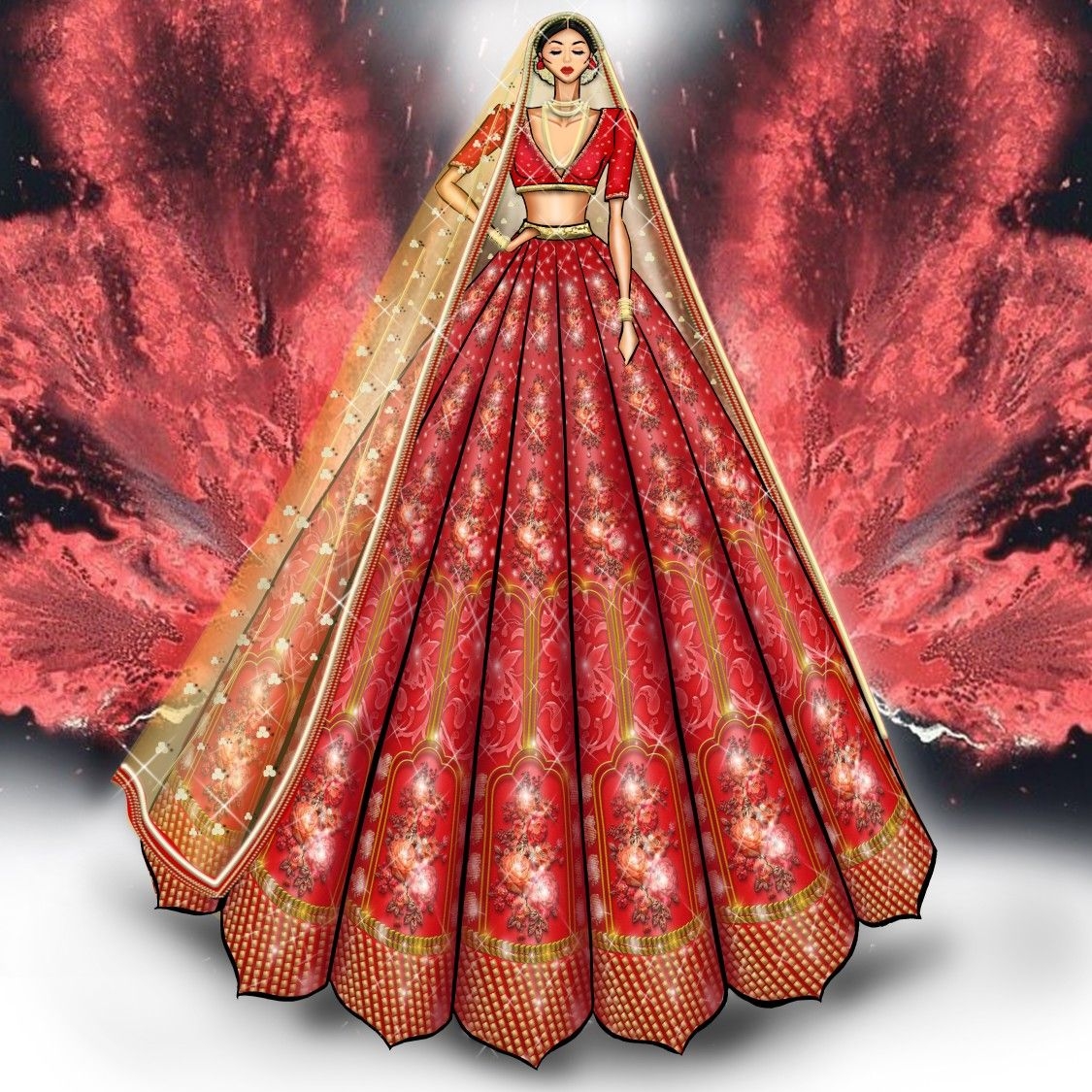 Fashion Sketch Illustration Photoshop Lahenga Design