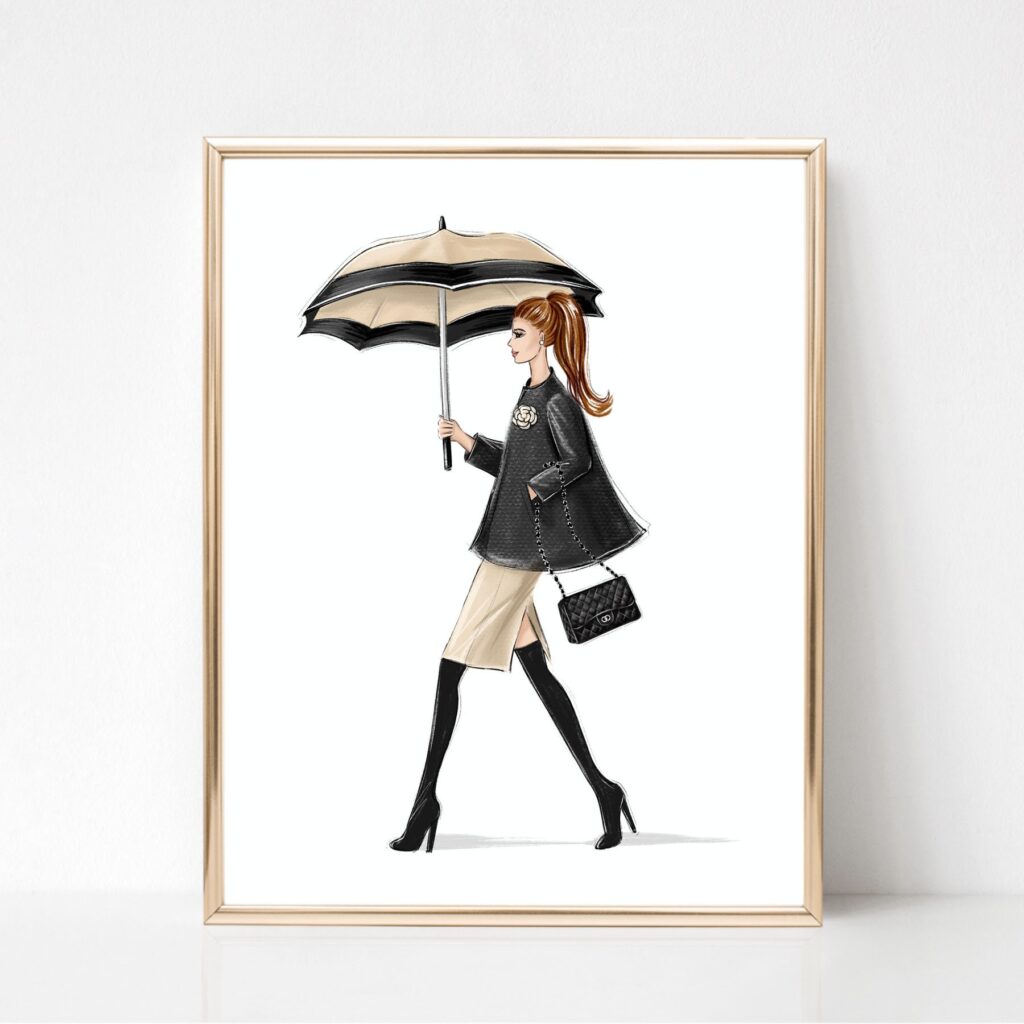 Fashion Sketch Print Fashion Girl Art Print Black And White Wall Art