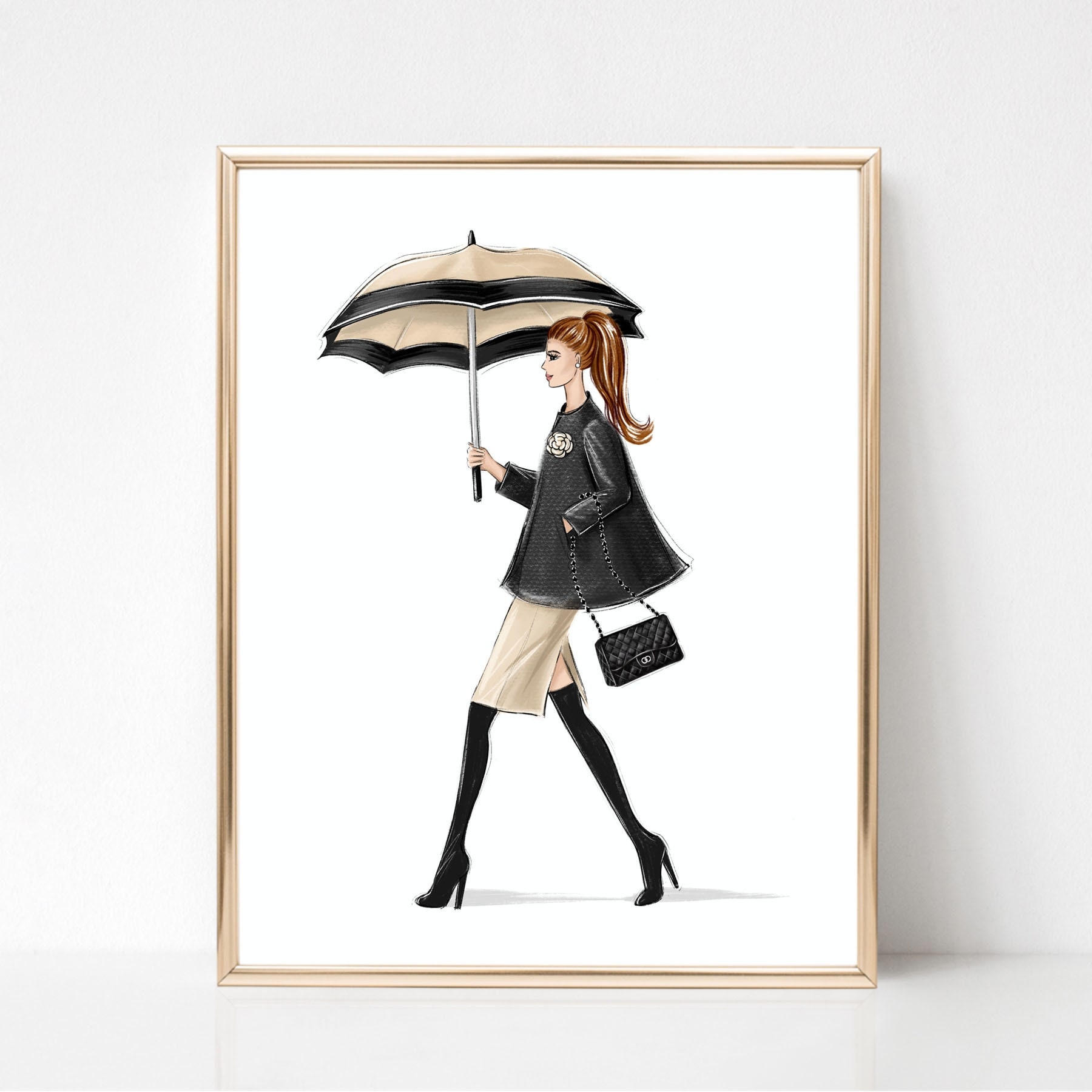 Fashion Sketch Print Fashion Girl Art Print Black And White Wall Art 