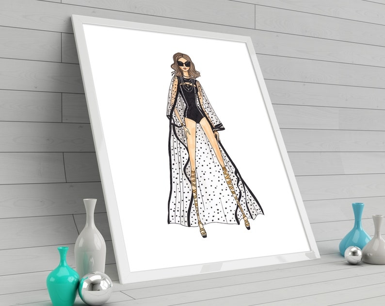 Fashion Sketch Print Fashionista Wall Art Girl Illustration Etsy