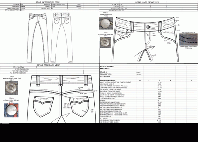fashion production sheet