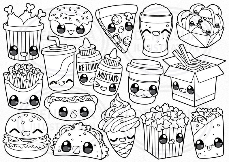 easy cute food coloring pages printable
