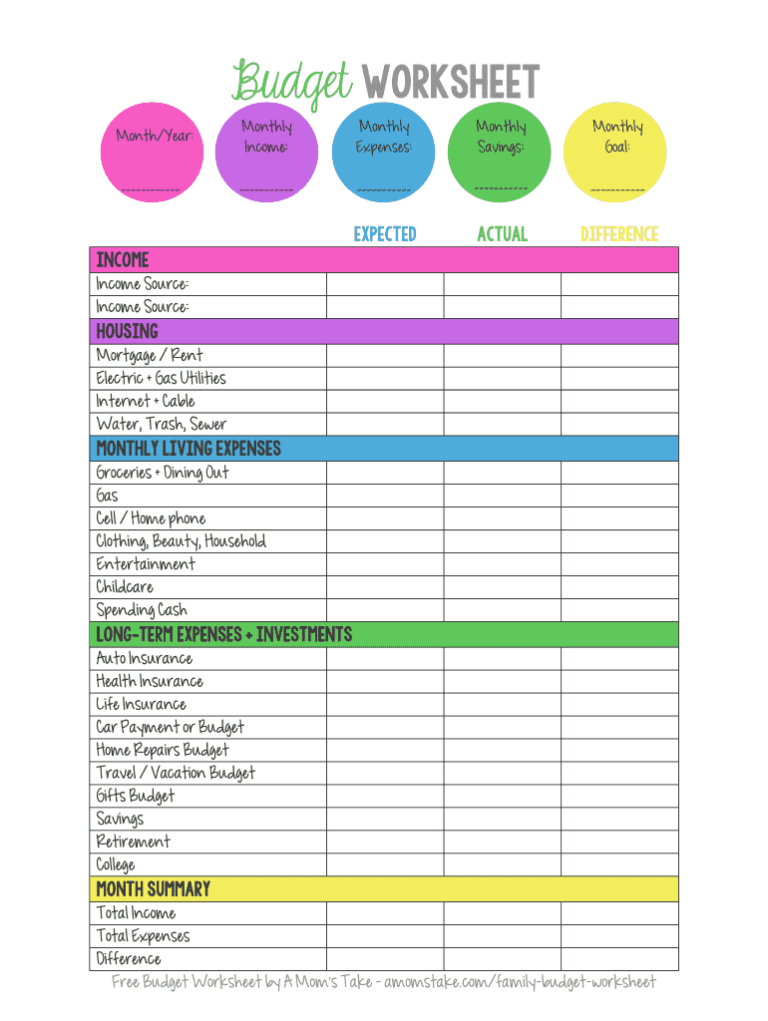 Fillable Budget Worksheet Pdf Printable Worksheets
