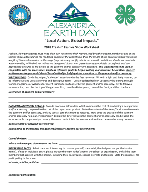 Fillable Online 2018 Earth Day Fashion Show Worksheet Fax Email Print 