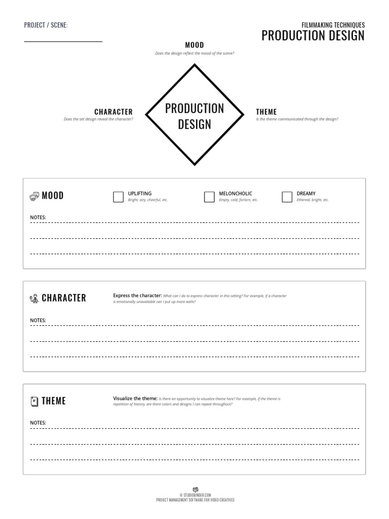 Filmmaking Techniques Production Design Worksheet PDF Worksheets 