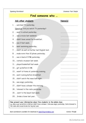 find someone who worksheet