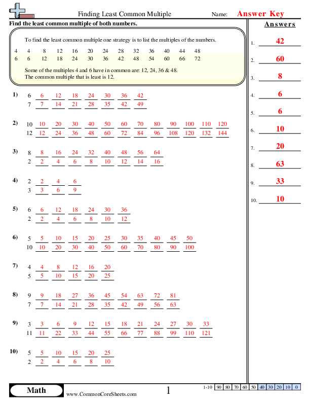 Finding Least Common Multiple Worksheet Download Worksheets Library