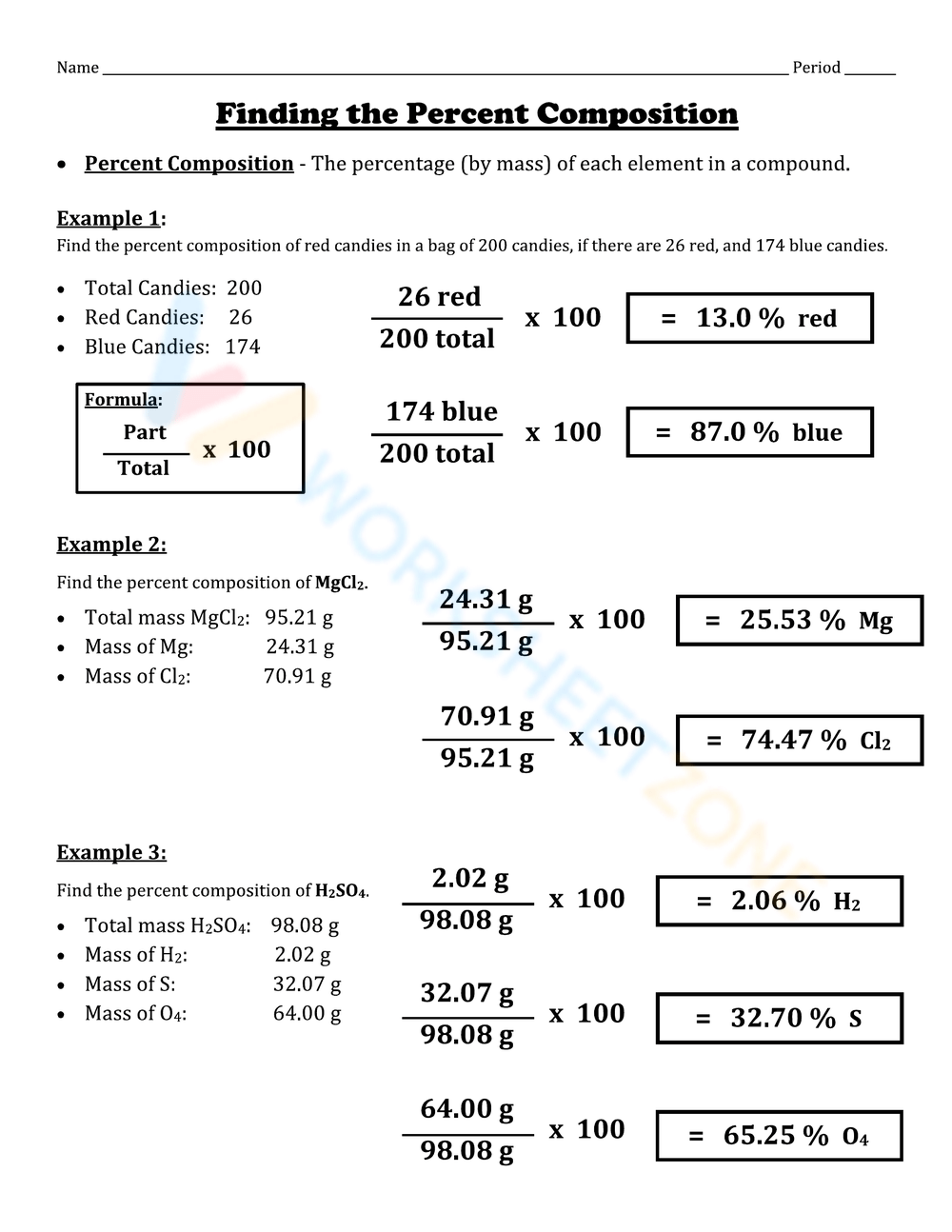 Finding The Percent Composition Worksheet Worksheets Library