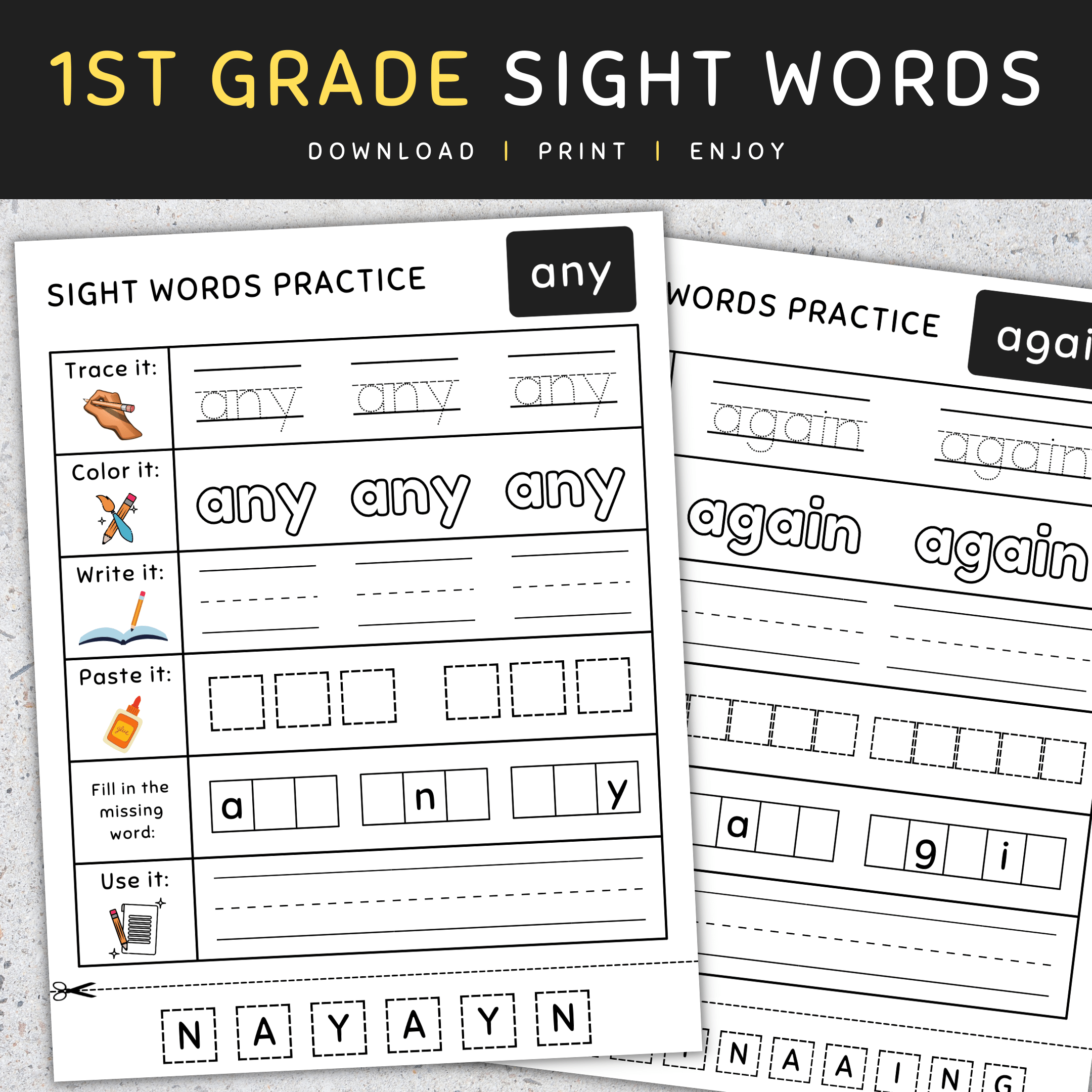 1st grade sight words worksheets