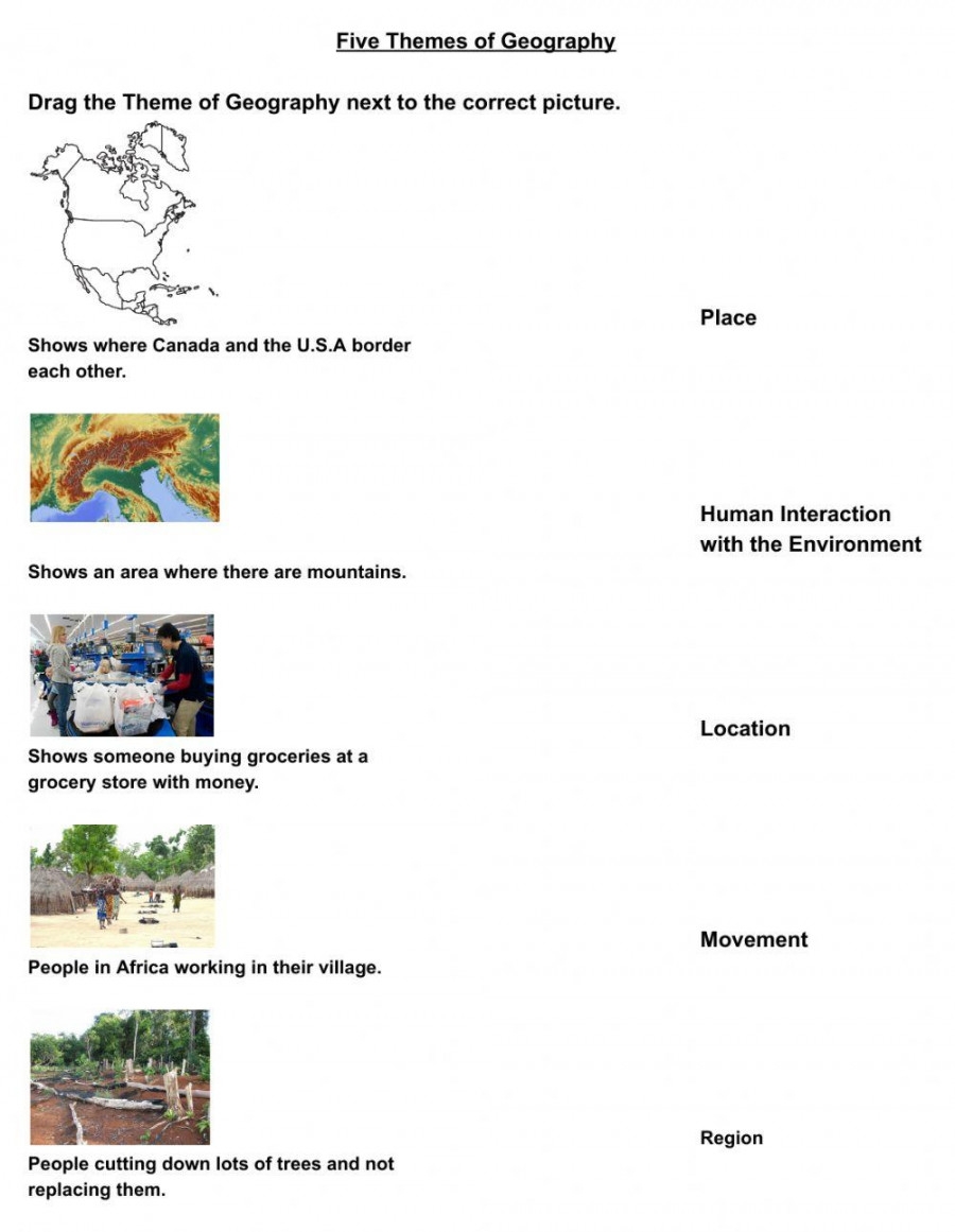 Five Themes Of Geography Worksheet Printable PDF Template