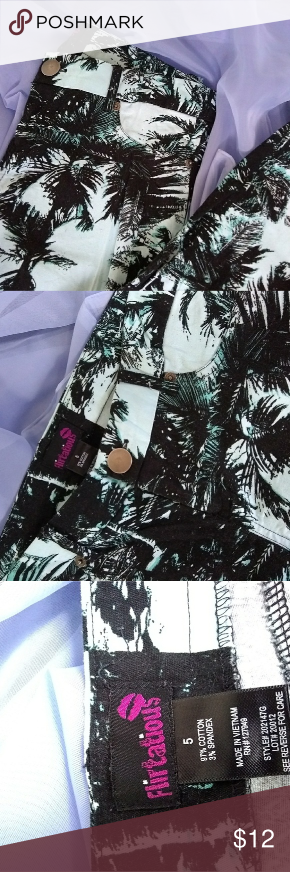 Flirtatious Palm Tree Print Jeans Palm Tree Print Printed Jeans 