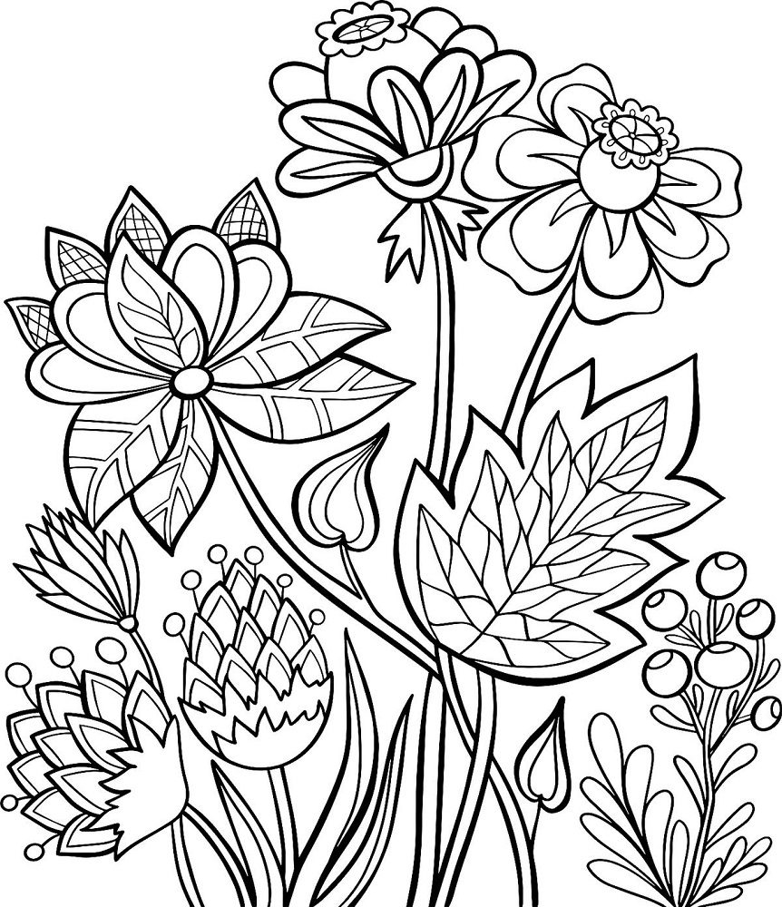 free printable flower coloring pages