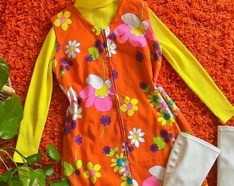 Flower Print Mini Dress Etsy