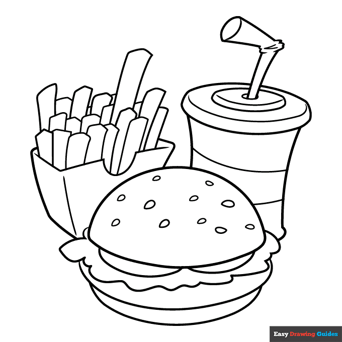 Food Coloring Page Easy Drawing Guides