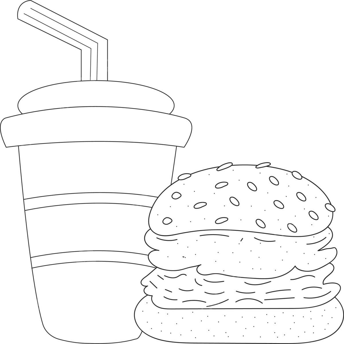 Food Coloring Page For Kid S Vector Food Burgar Kid S PNG And Vector 