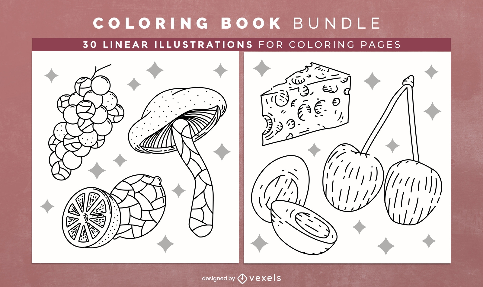Food Ingredients Coloring Book Design Pages Vector Download