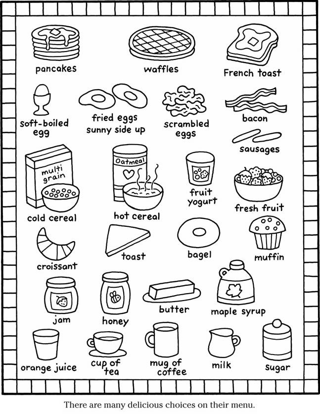 Food Menu Coloring Pages Food Coloring Pages Coloring Pages