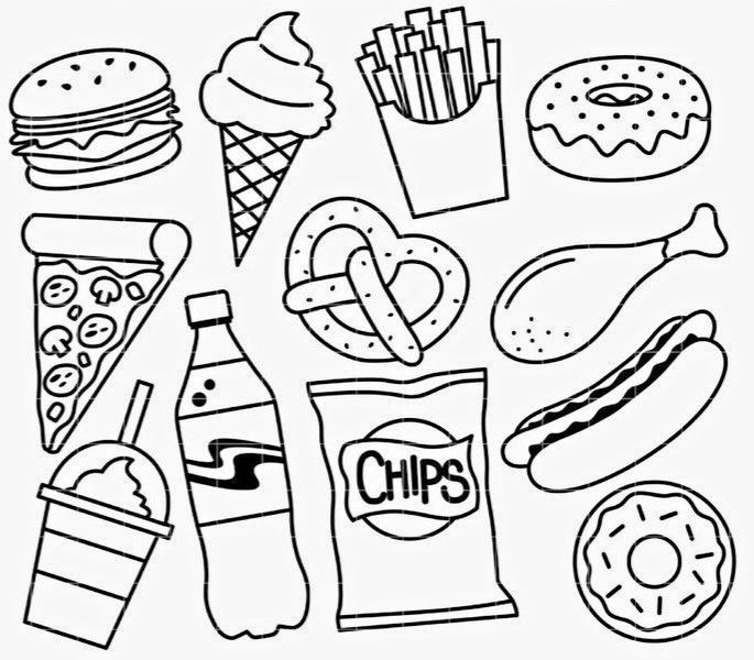 Food Snacks Coloring Book Bold Easy Designs For Adults And Kids Bold