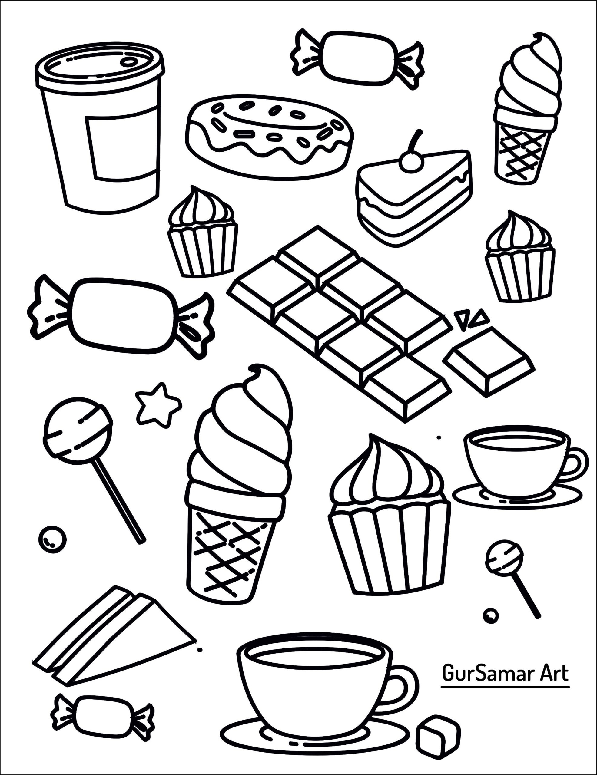 Foods HD Coloring Pages 01 Coloring Pages Instant Download Print 