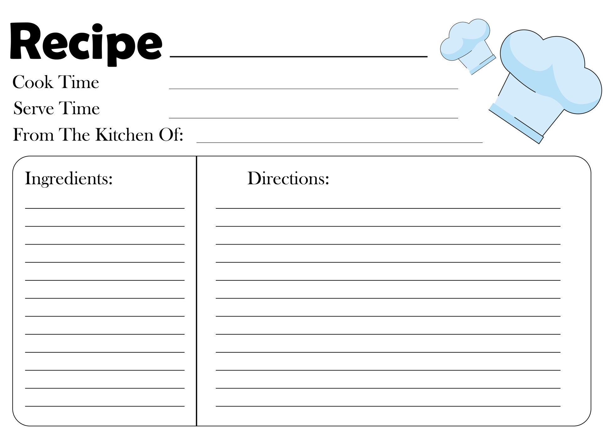 Form Fillable Recipe Cards Printable Forms Free Online