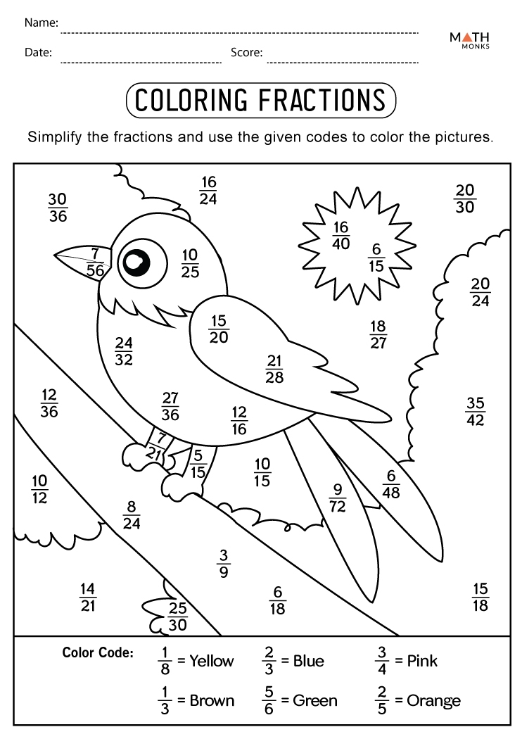 Fraction Coloring Worksheets Math Monks