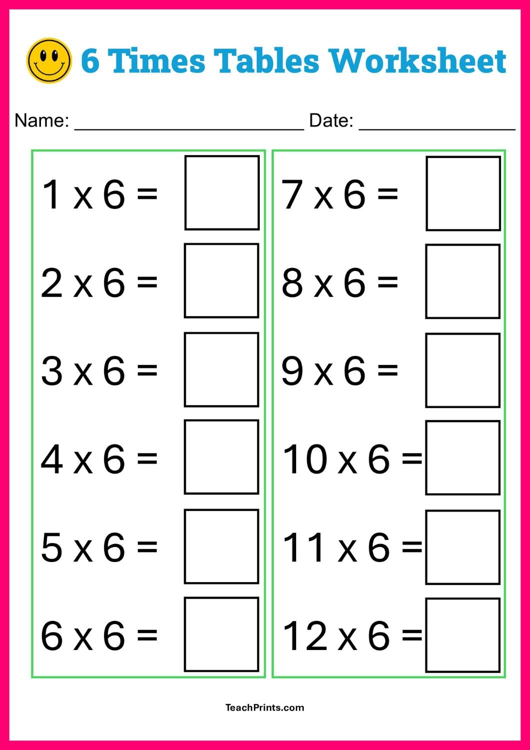 Free 11 Times Tables Worksheets 8 Versions Teach Prints