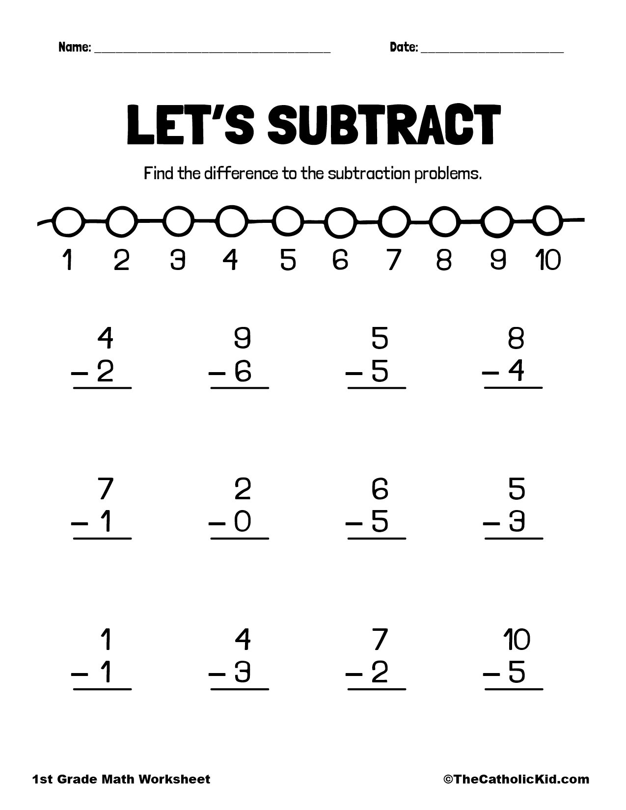 Free 1st Grade Subtraction Worksheet Free4Classrooms Worksheets Library