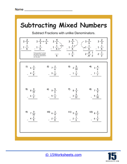 Free Adding And Subtracting Mixed Numbers Worksheet Download Free 