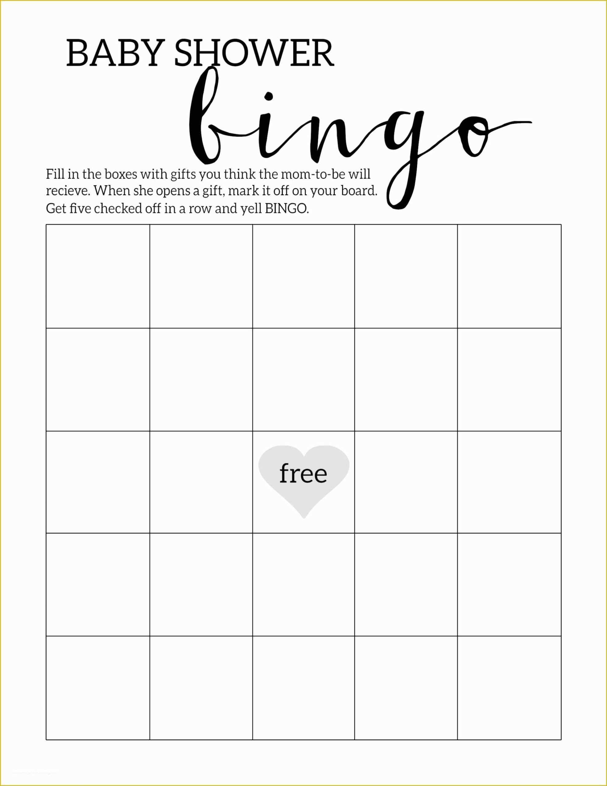 free printable blank bingo cards for bridal shower