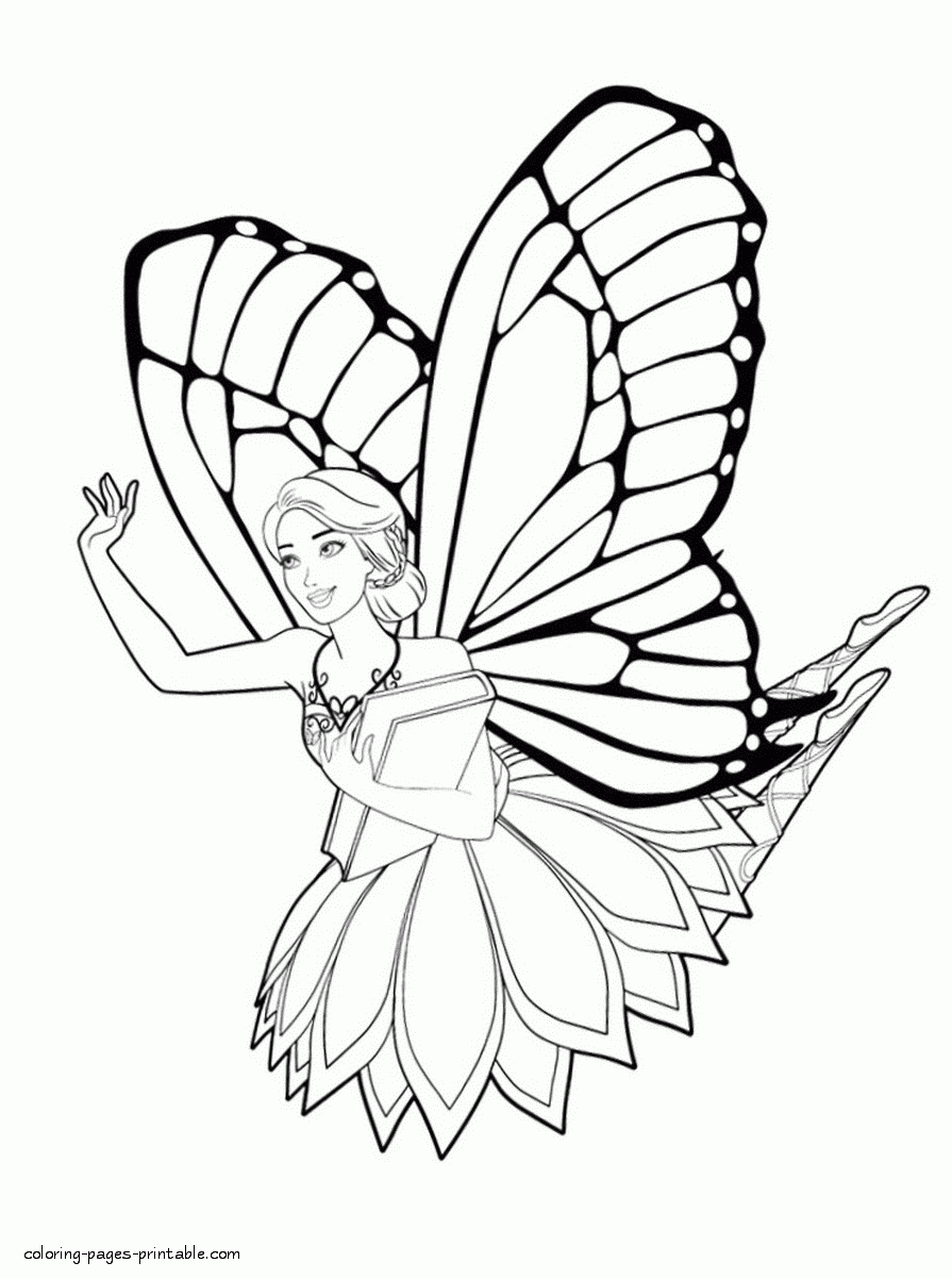 Free Barbie Coloring Pages To Print Mariposa COLORING PAGES 