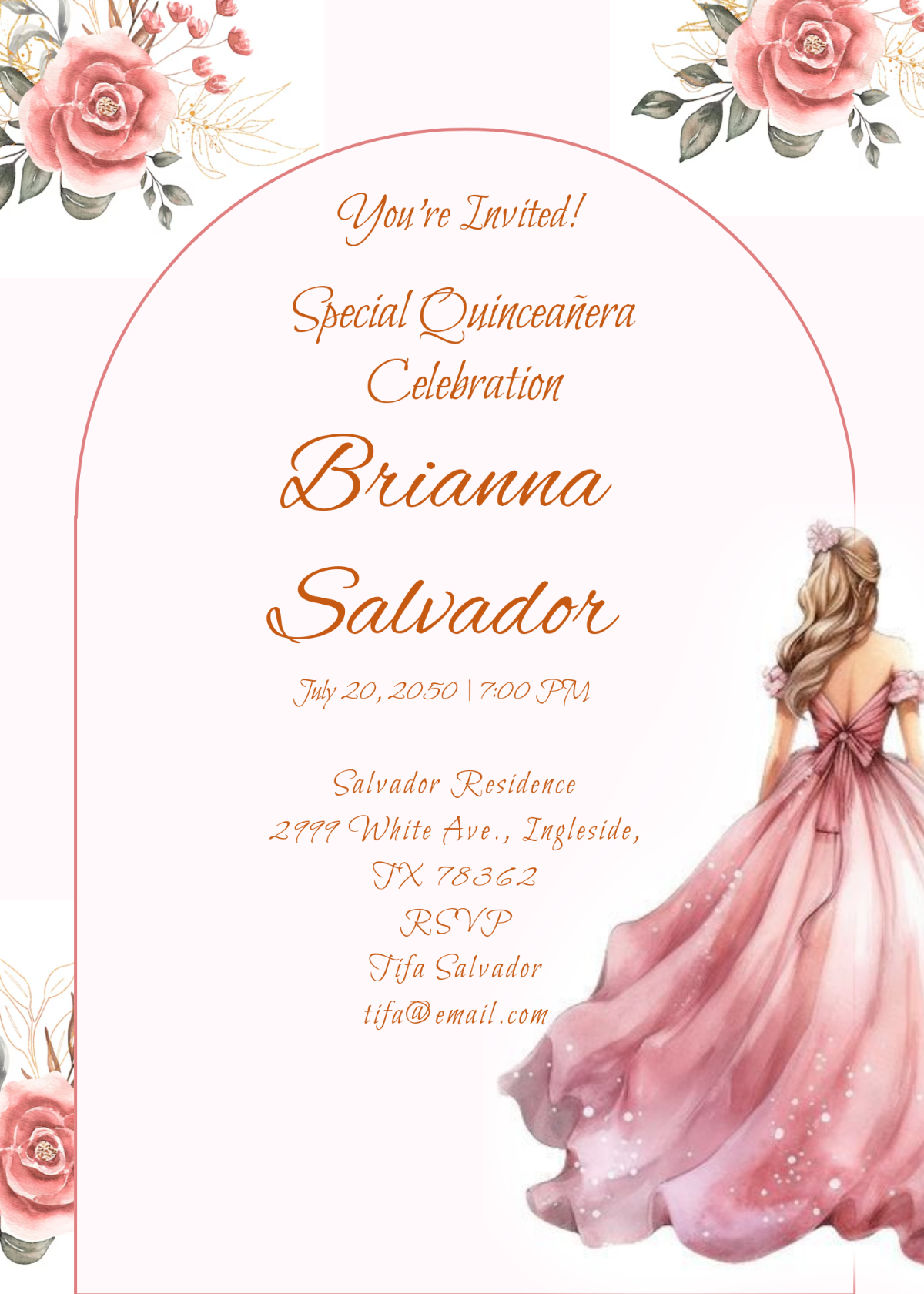 Free Border Quincea era Invitation Template To Edit Online