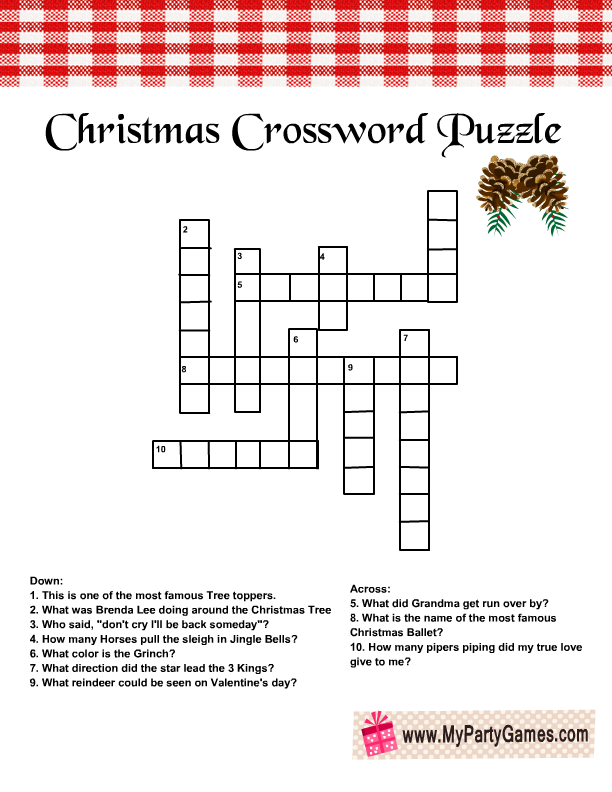free christmas printable crossword puzzles