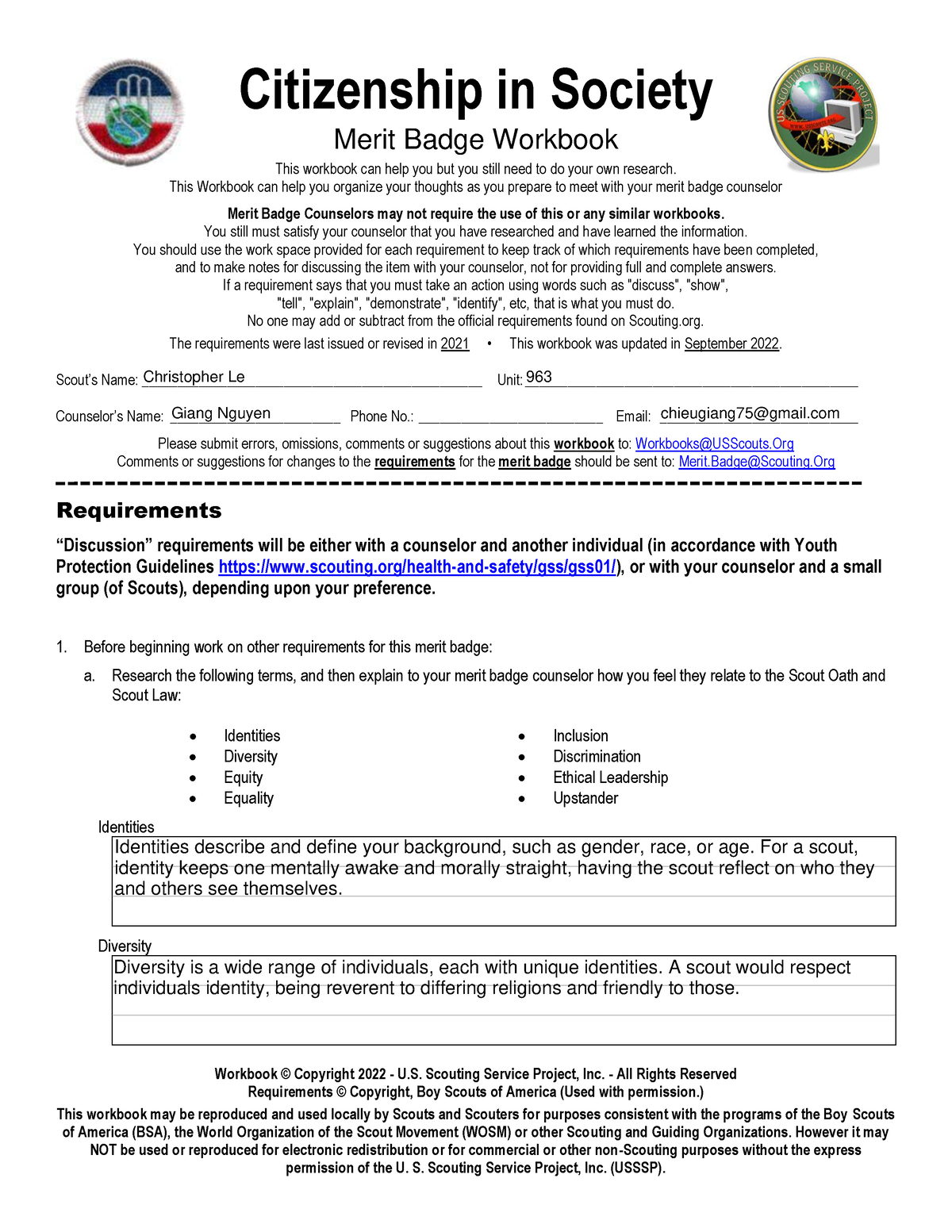 Free Citizenship In The Nation Merit Badge Worksheet Answers Download 