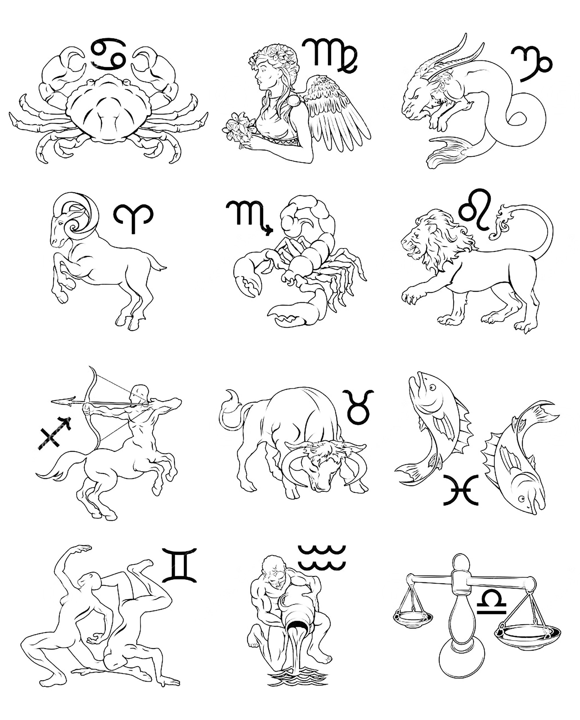 Free Coloring Page Of Zodiac Signs To Color Zodiac Sign Coloring Pages