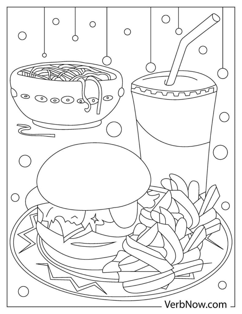printable cute food coloring pages pdf