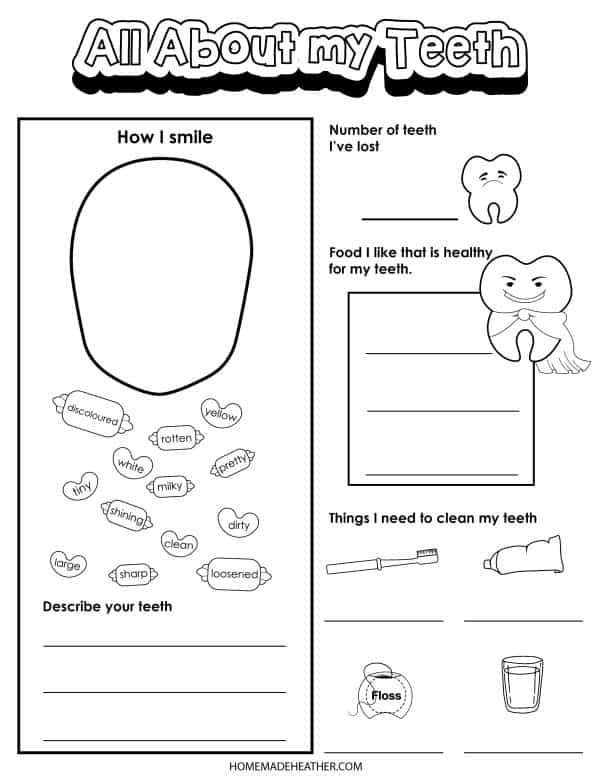 Free Dental Health Activity Printables Homemade Heather Worksheets 