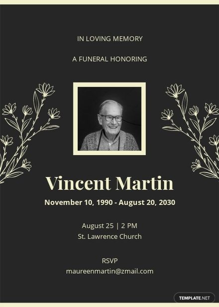 FREE Digital Funeral Invitation Templates Examples Edit Online 