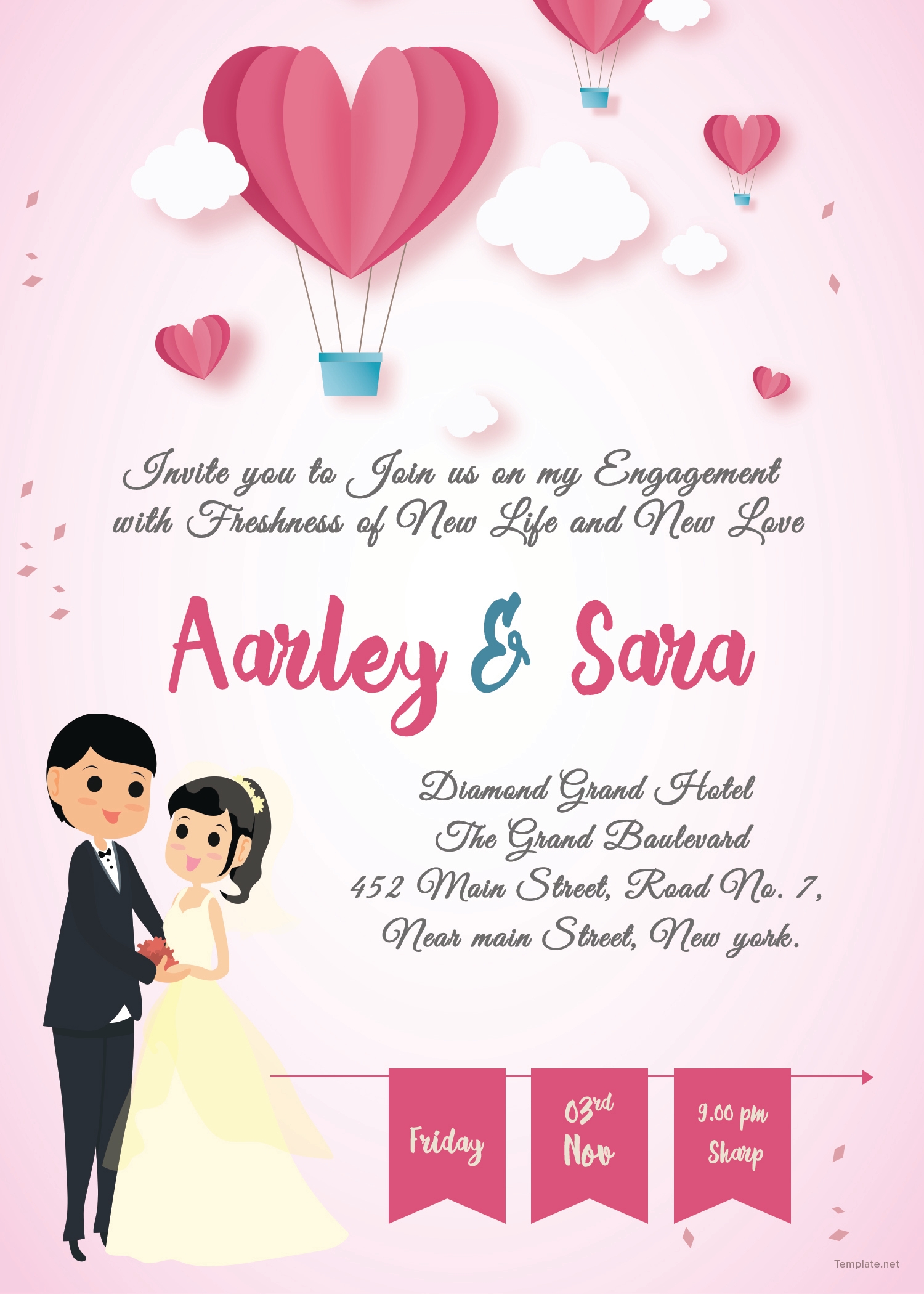 Free Elegant Engagement Invitation Card Template In Adobe Photoshop 
