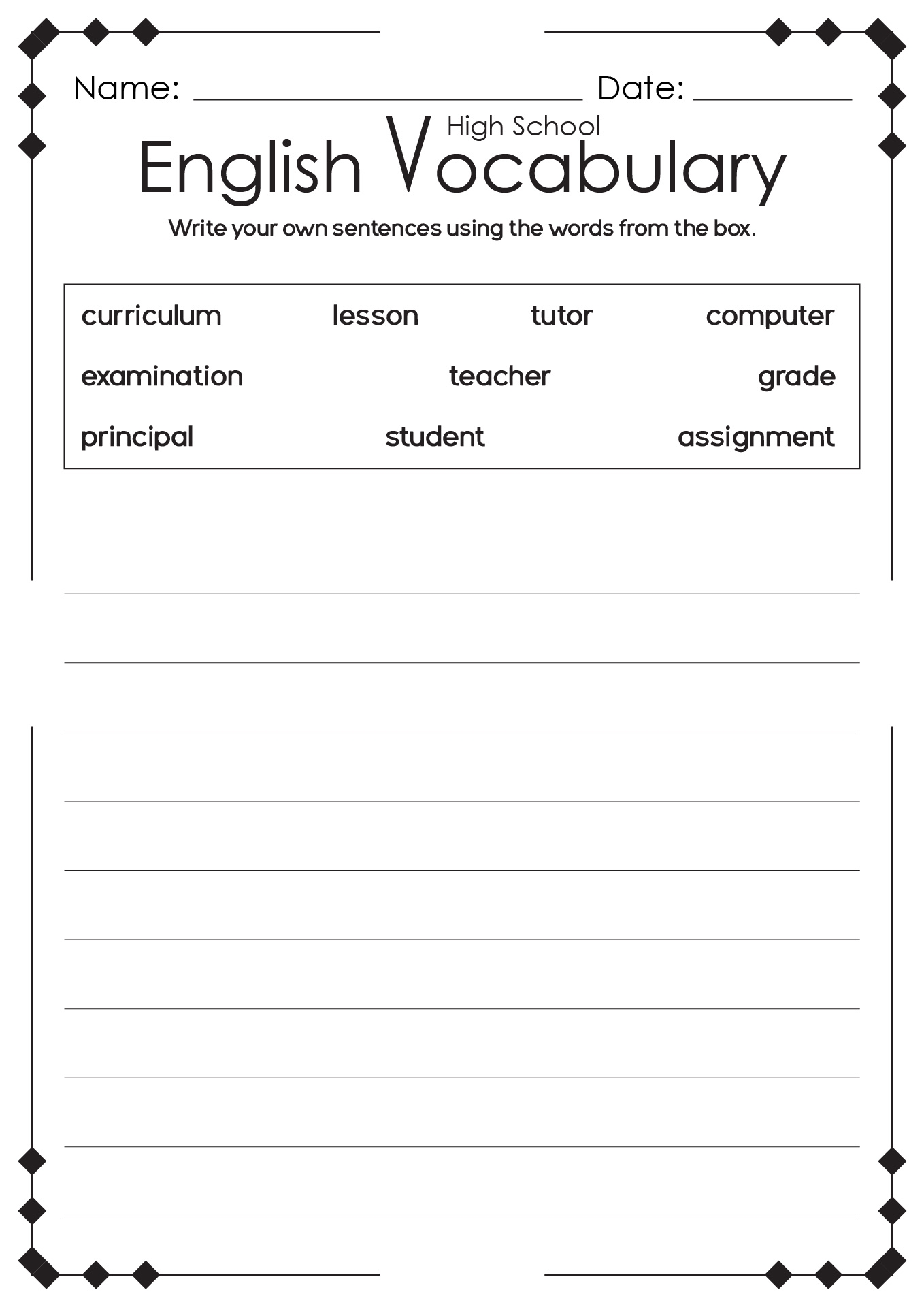 english language worksheets